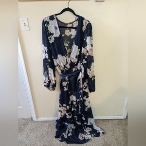 Fashion Nova Navy Floral Dress, size 2X
